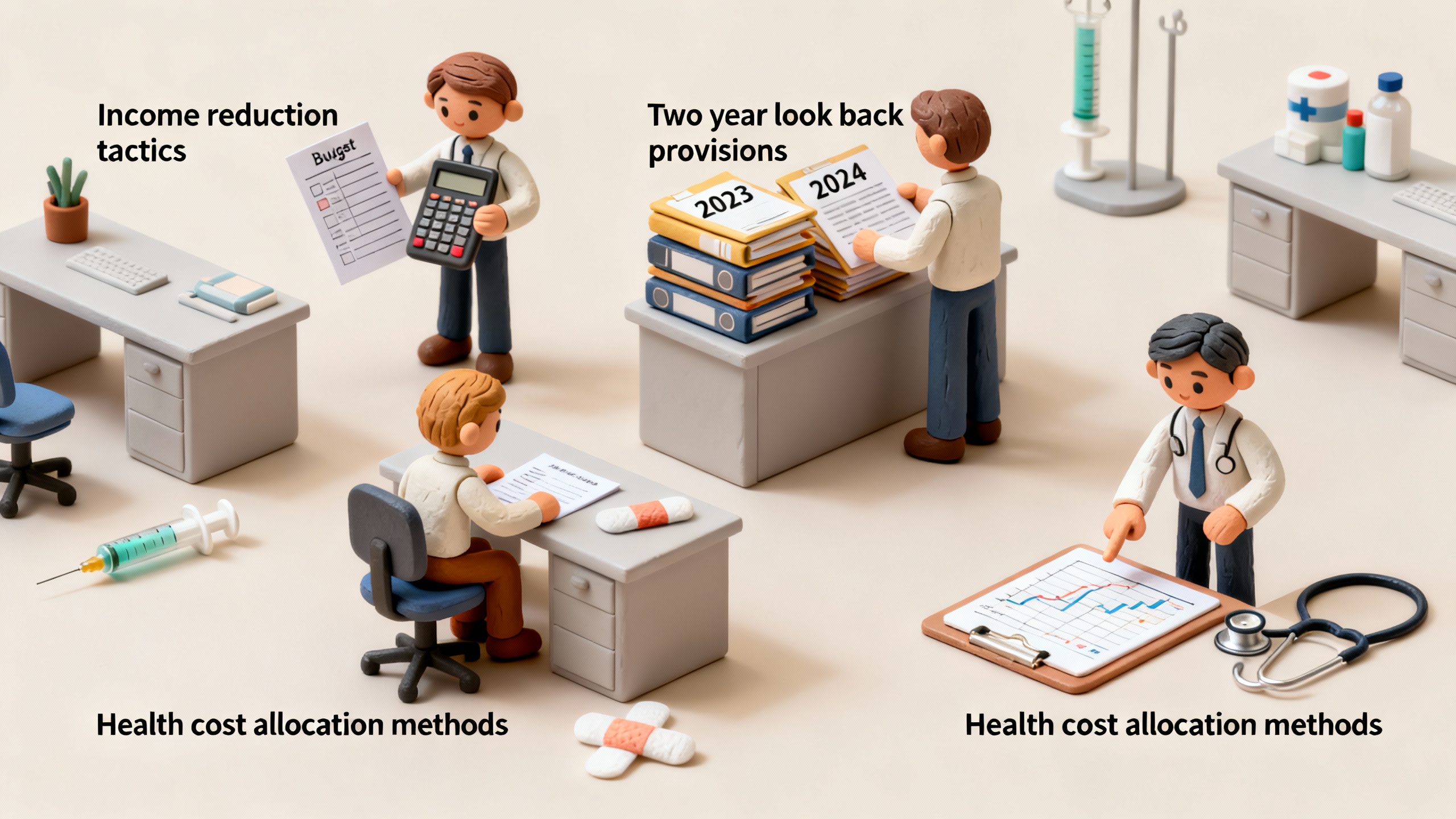 Comprehensive Guide to Health Cost Allocation, IRMAA Planning, Income Reduction, and Medicare Premium Costs with Two – Year Look – Back Provisions