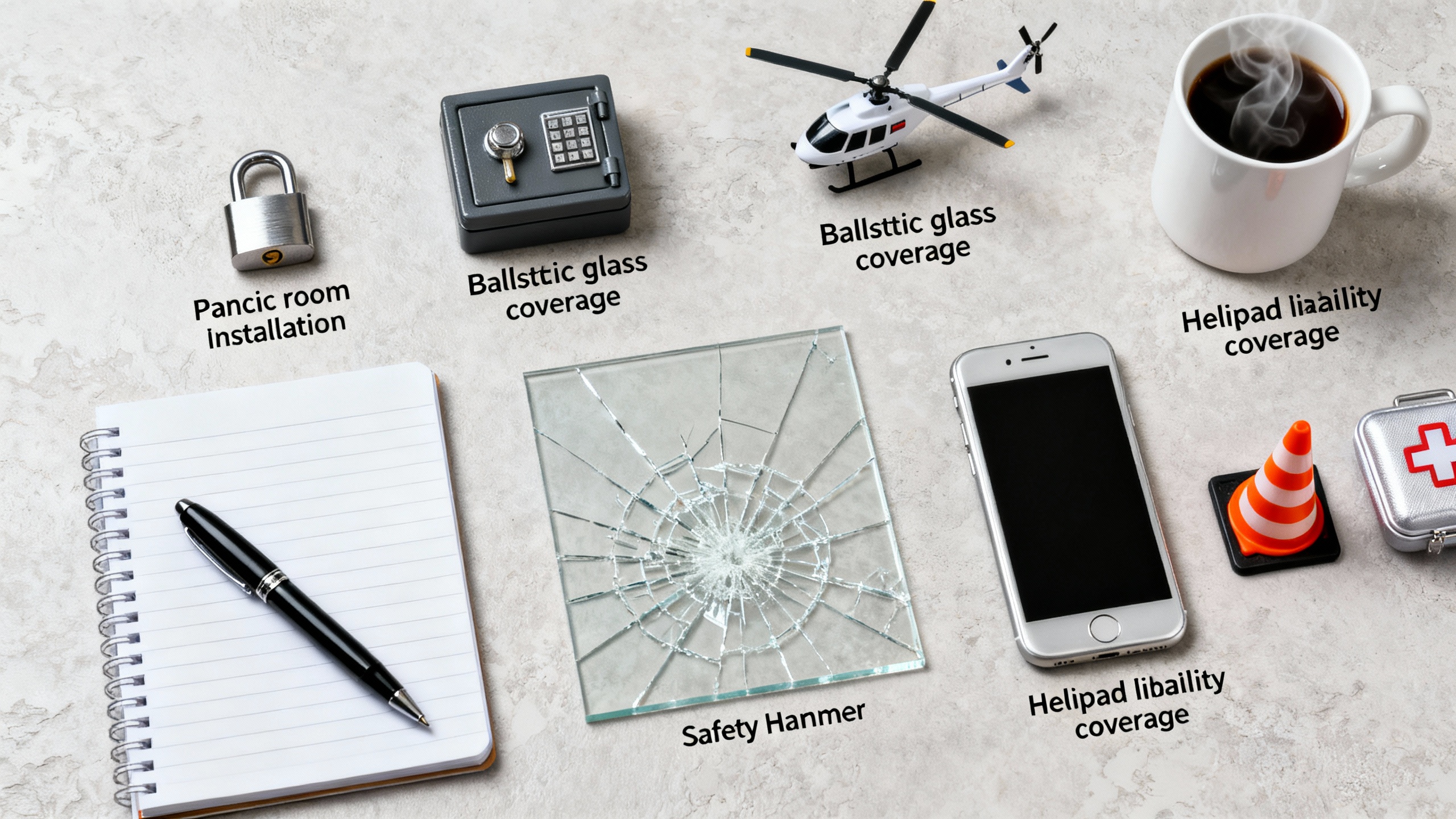 Comprehensive Guide to Ballistic Glass Coverage, Helipad Liability, Panic Room Installation, Private Aviation Hangar Insurance, and VIP Security Detail Policies