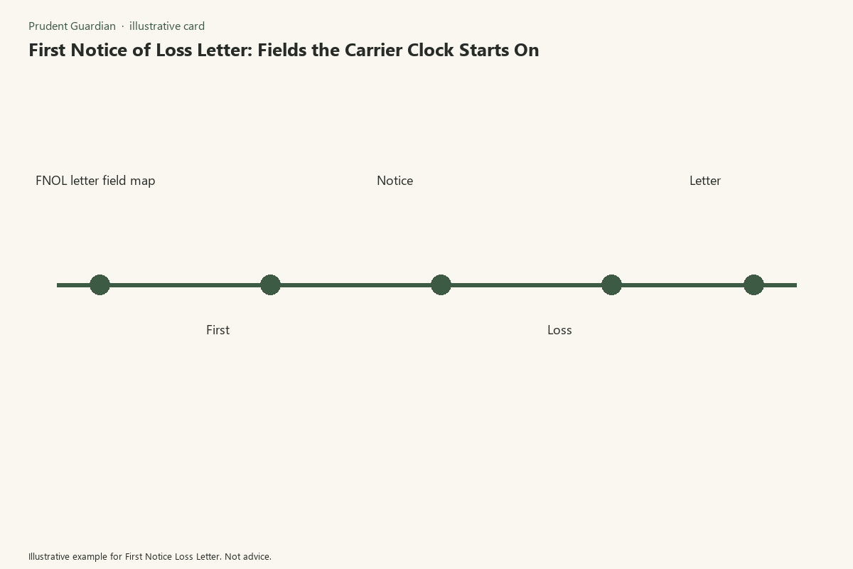 Illustrative field card for First Notice Loss Letter