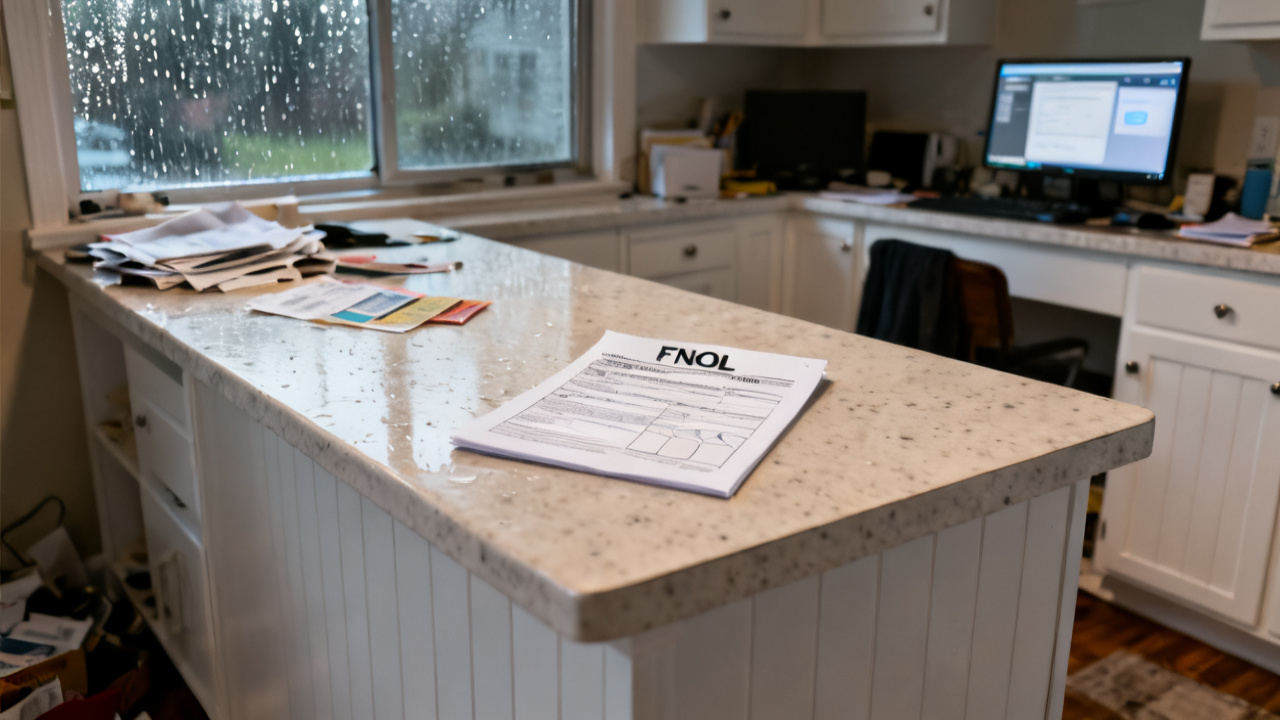 sunroom wicker table setup for First Notice Loss Letter