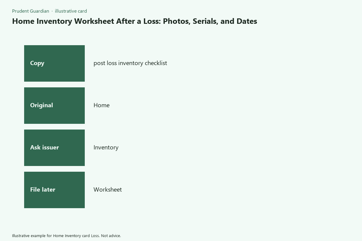 Illustrative field card for Home Inventory card Loss