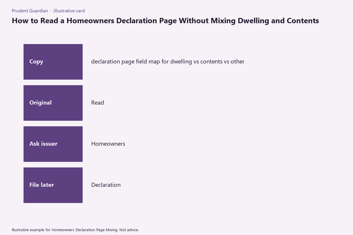 Diagram of homeowners declaration page fields