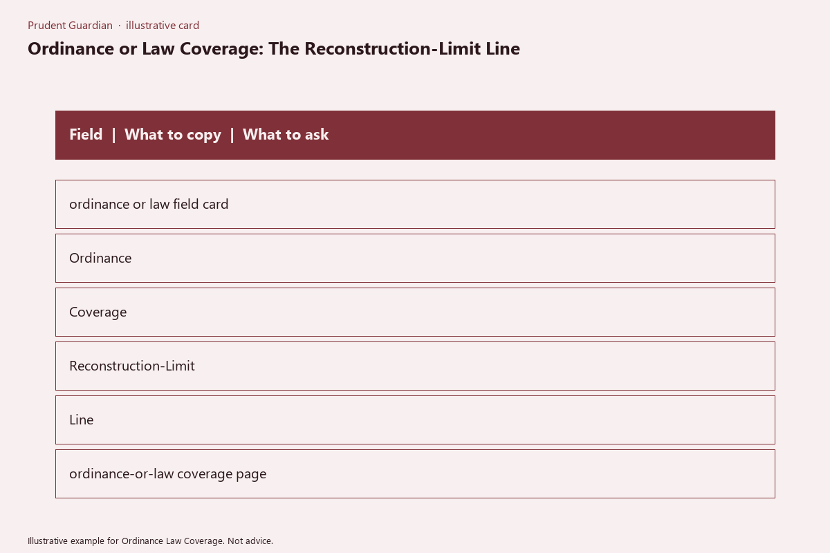 Illustrative field card for Ordinance Law Coverage