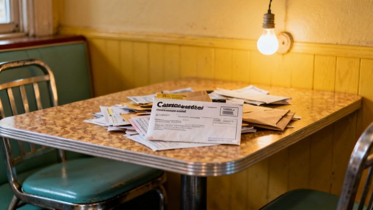 cancellation vs nonrenewal letters waiting on a painted metal shelf