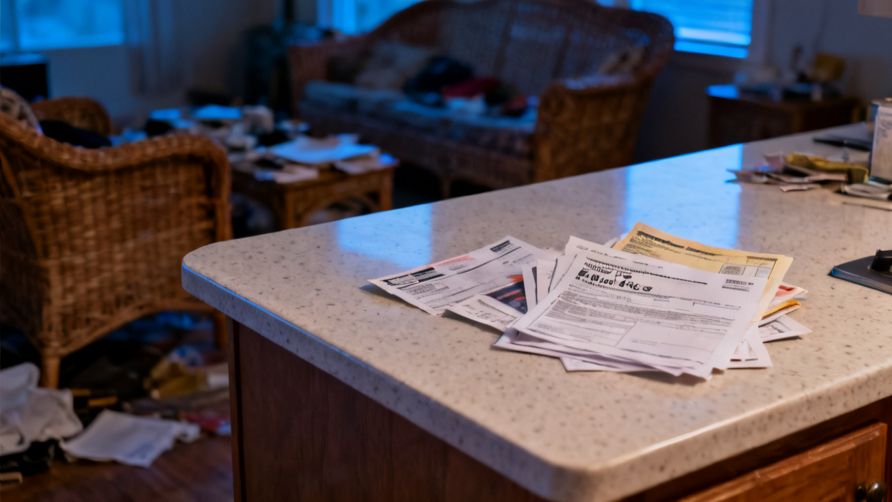 Household garage workbench with home-office exclusion page