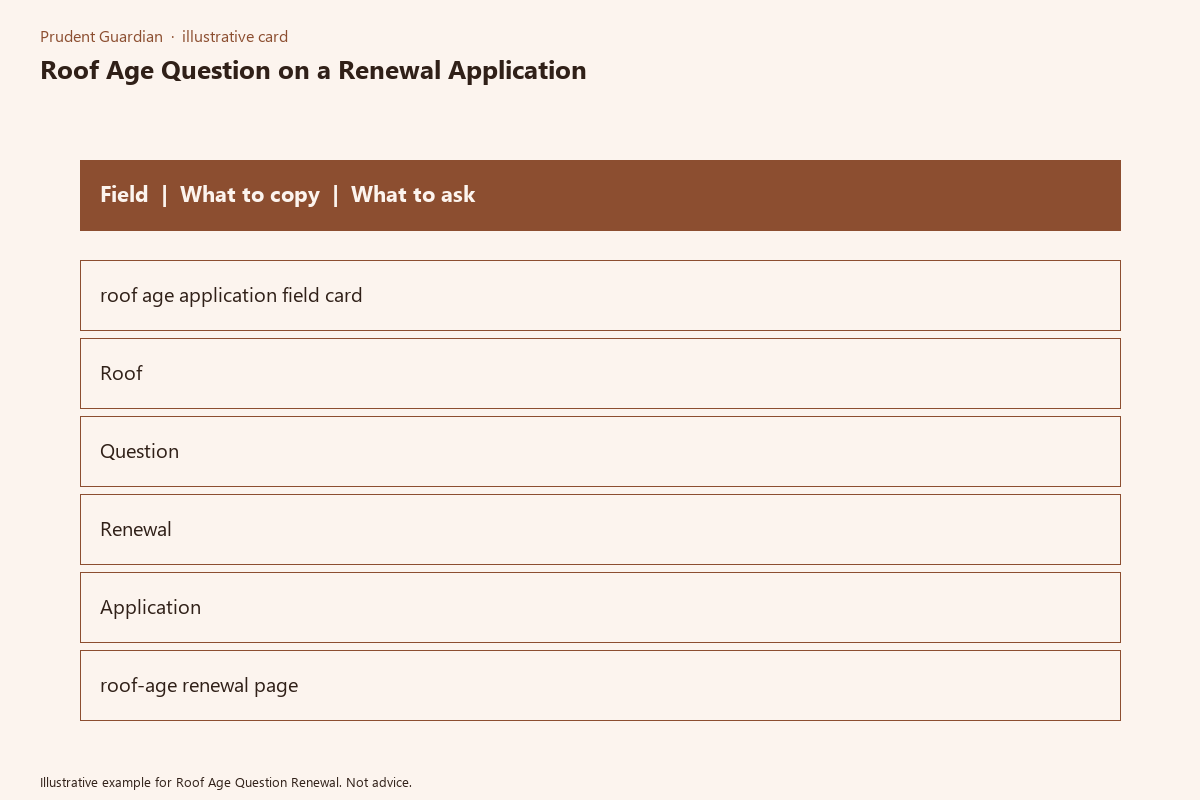 Illustrative field card for Roof Age Question Renewal