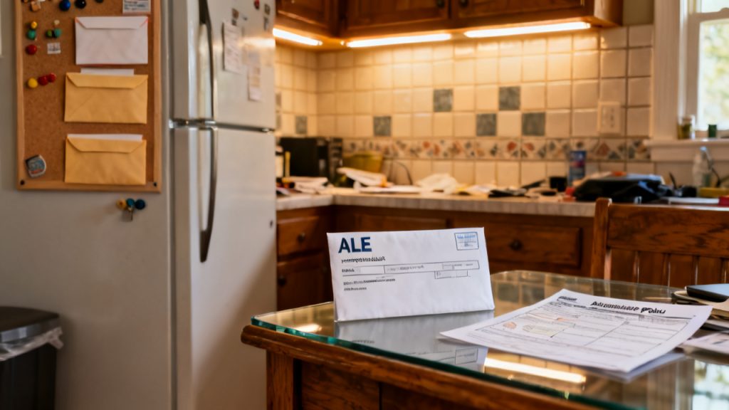 Quiet porch ledge for ALE receipt envelope