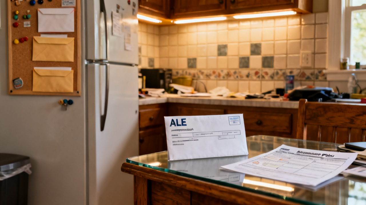 Quiet porch ledge for ALE receipt envelope