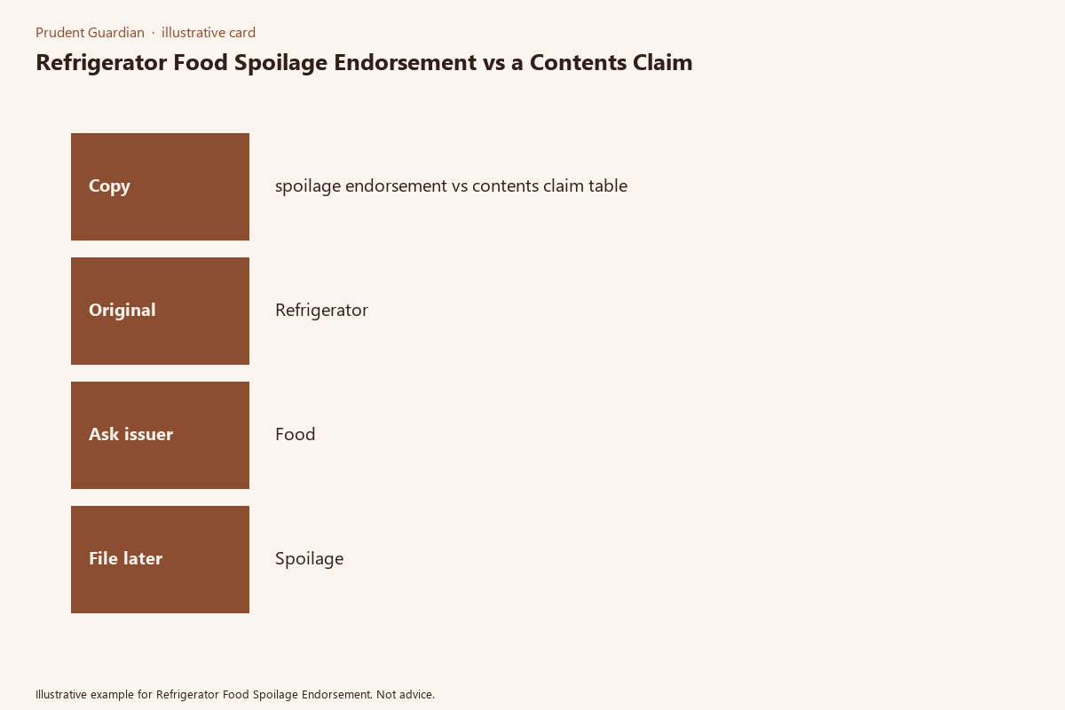Illustrative field card for Refrigerator Food Spoilage Endorsement