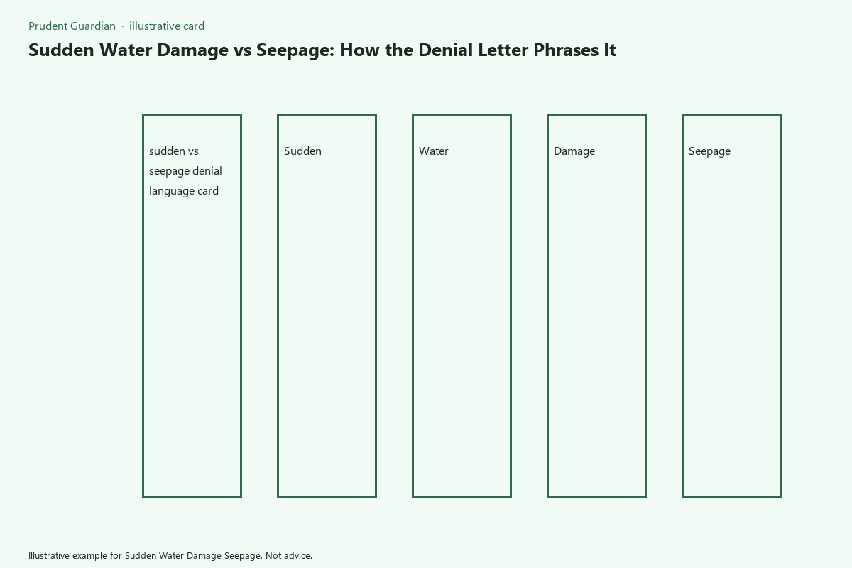 Illustrative field card for Sudden Water Damage Seepage