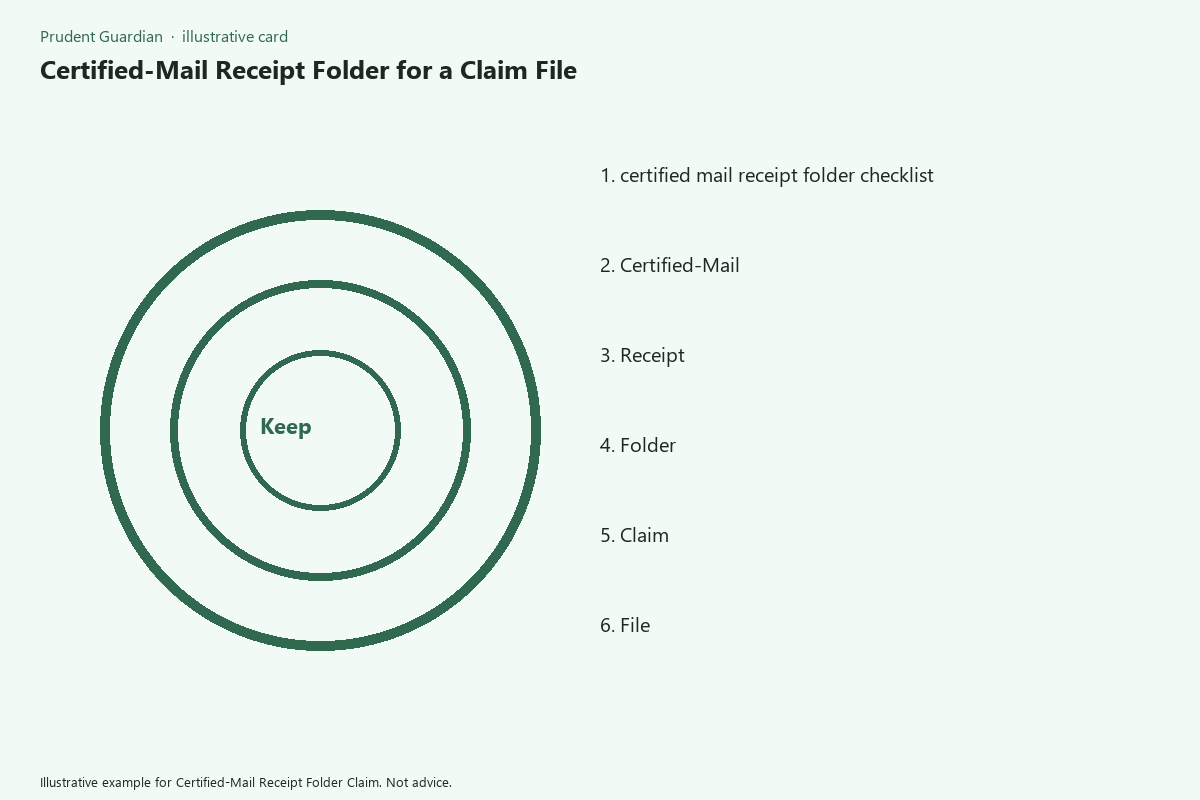 Illustrative field card for Certified-Mail Receipt Folder Claim