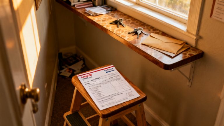 Household window seat with certified-mail receipt