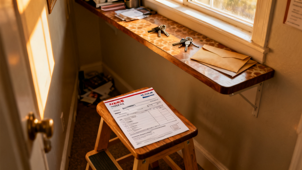 Household window seat with certified-mail receipt