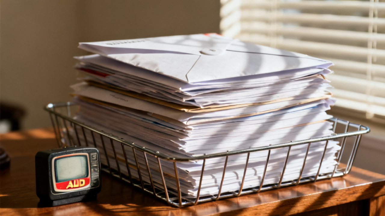 TV ad vs court notice beside a records disc sleeve