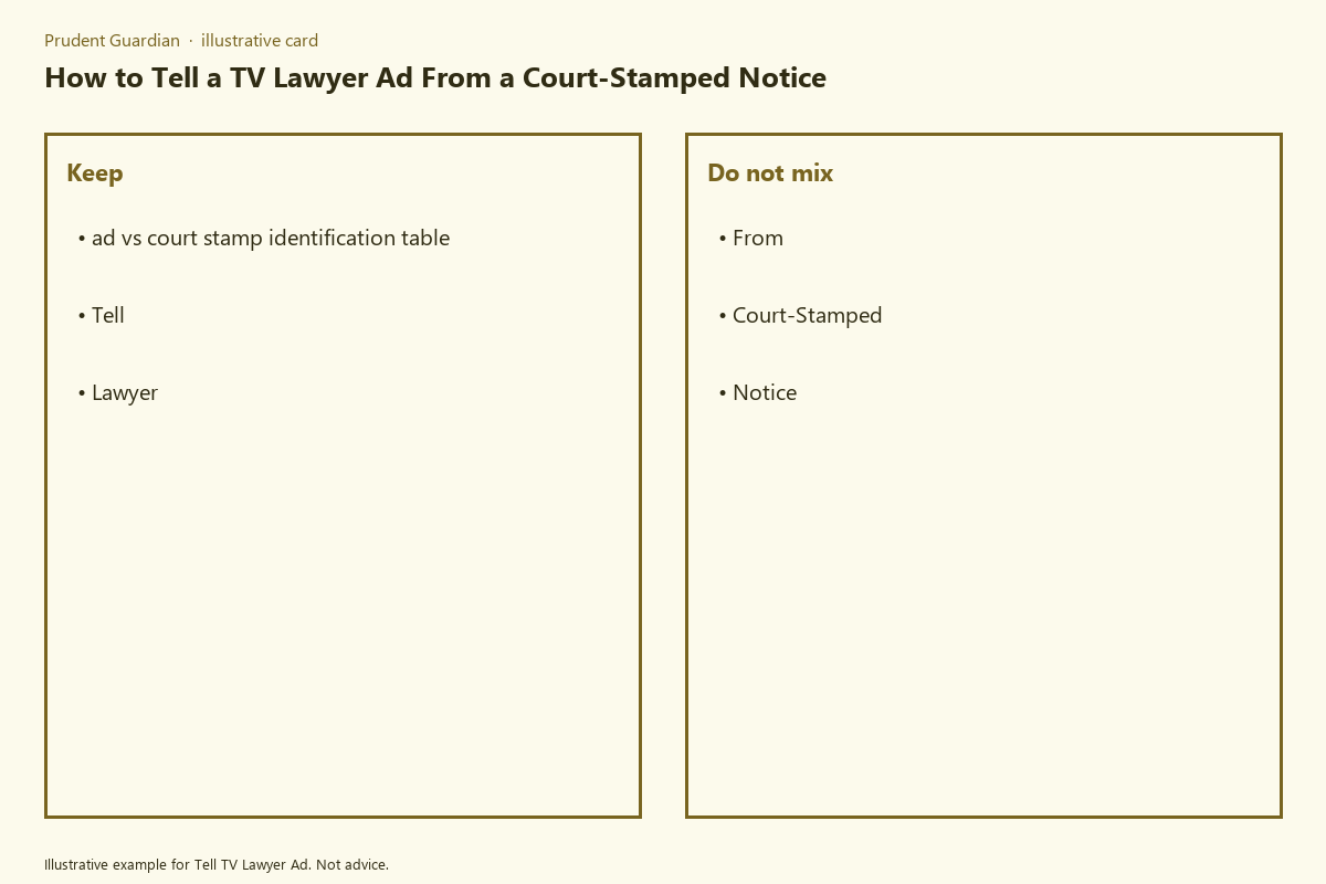 Diagram of TV ad vs court notice fields