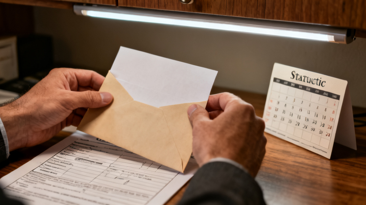 statute calendar card beside a accordion file