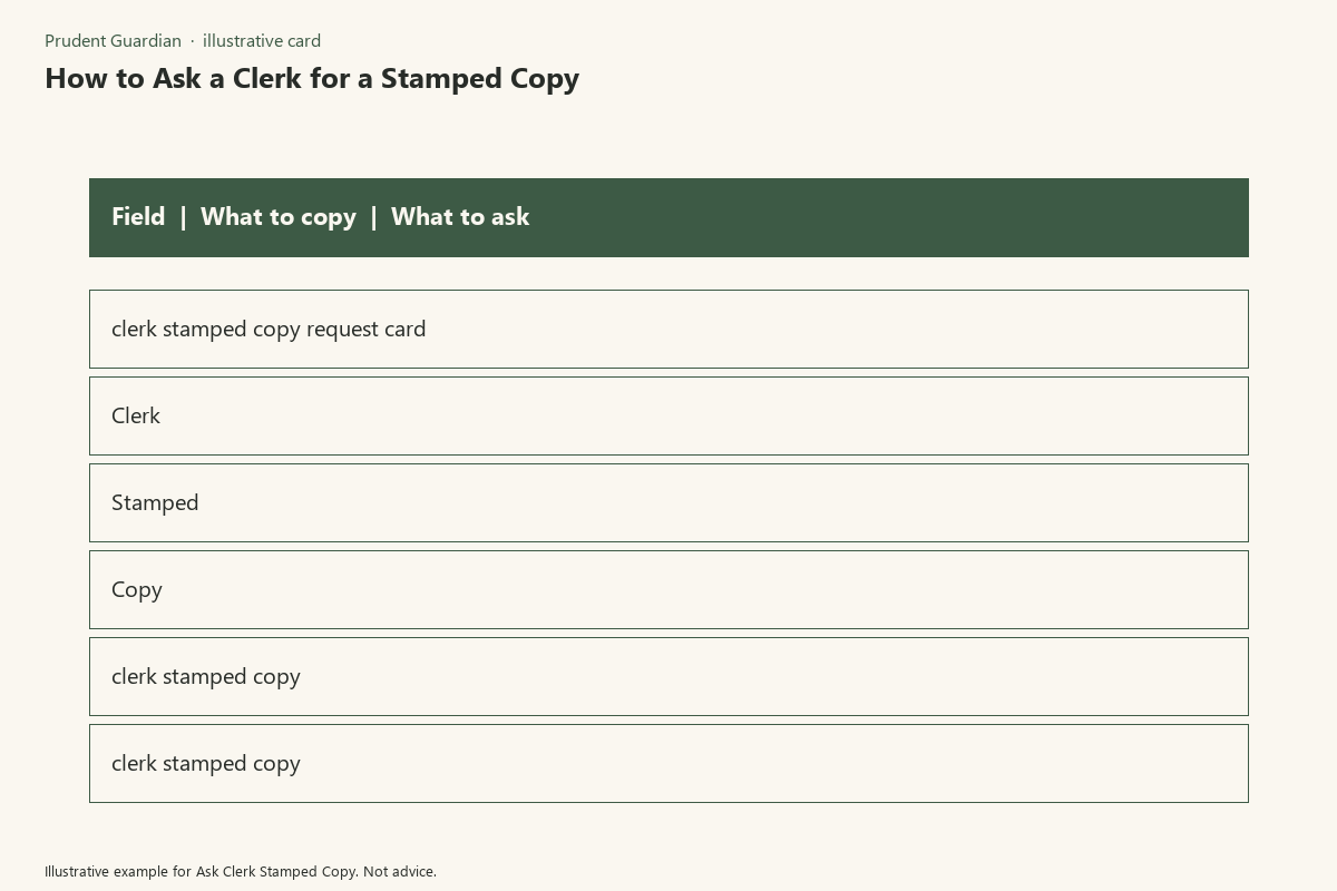Ask Clerk Stamped Copy comparison card