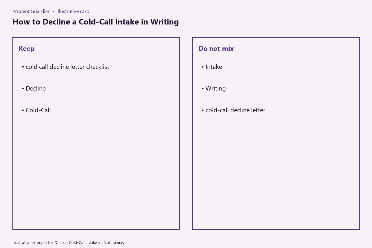 Illustrative field card for Decline Cold-Call Intake in