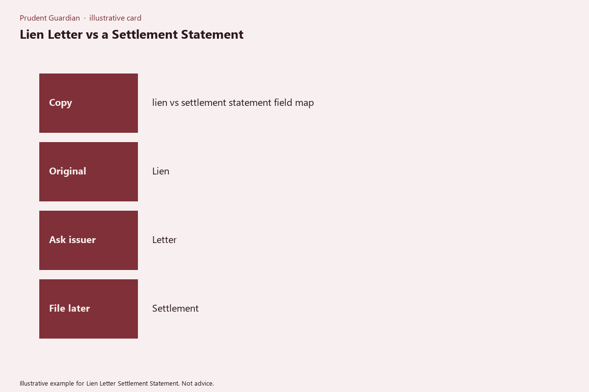 Illustrative field card for Lien Letter Settlement Statement