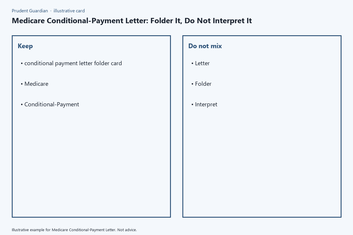 Illustrative field card for Medicare Conditional-Payment Letter