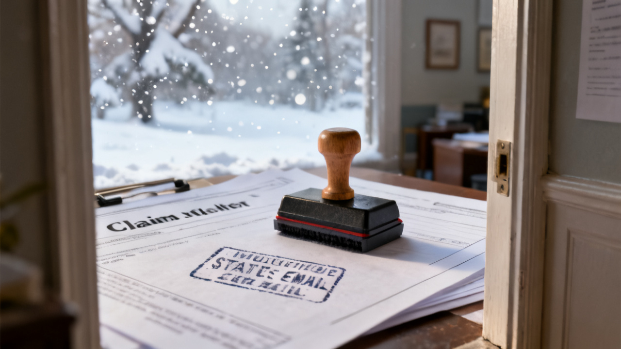 Crop of unsolicited status emails on banker's-box lid