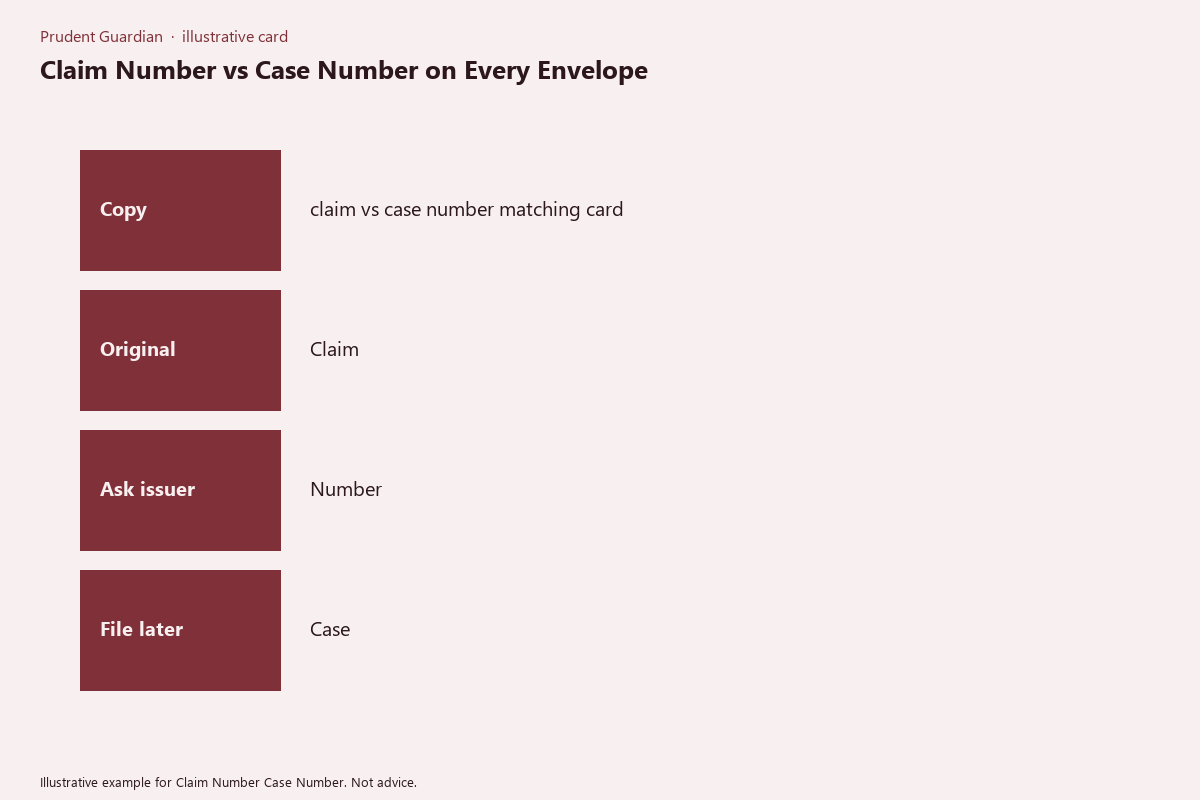 Diagram of claim vs case number envelopes fields