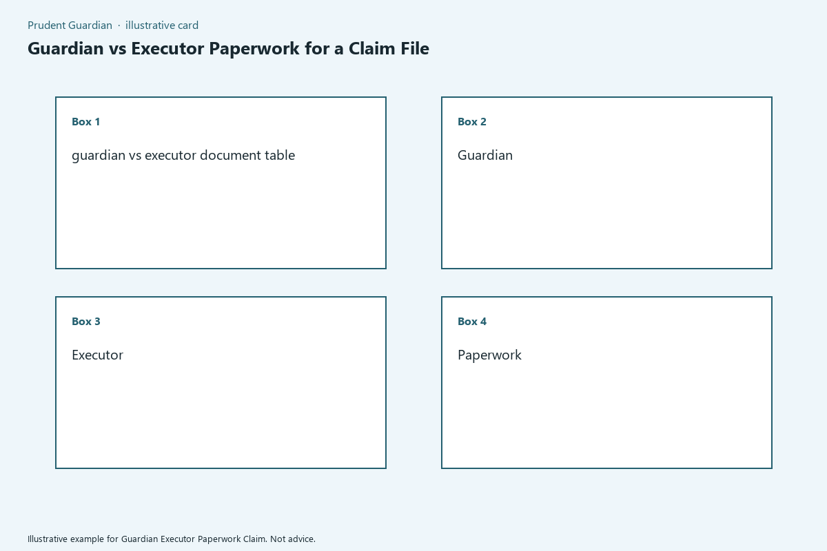 Illustrative field card for Guardian Executor Paperwork Claim