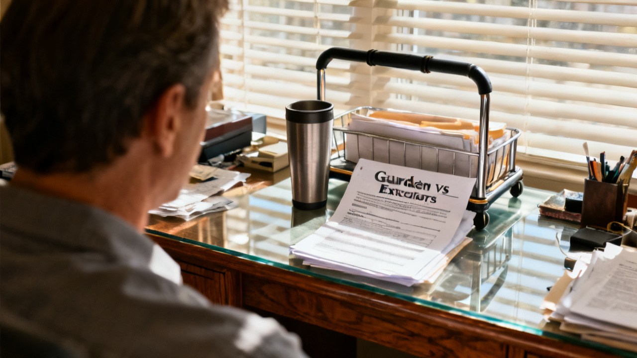 guardian vs executor papers waiting on a attic plywood