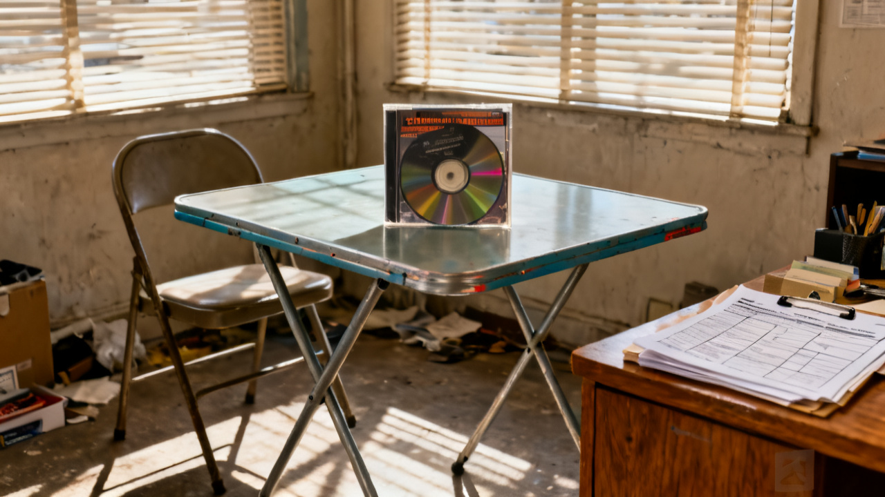 records CD sleeve on a copy-shop counter