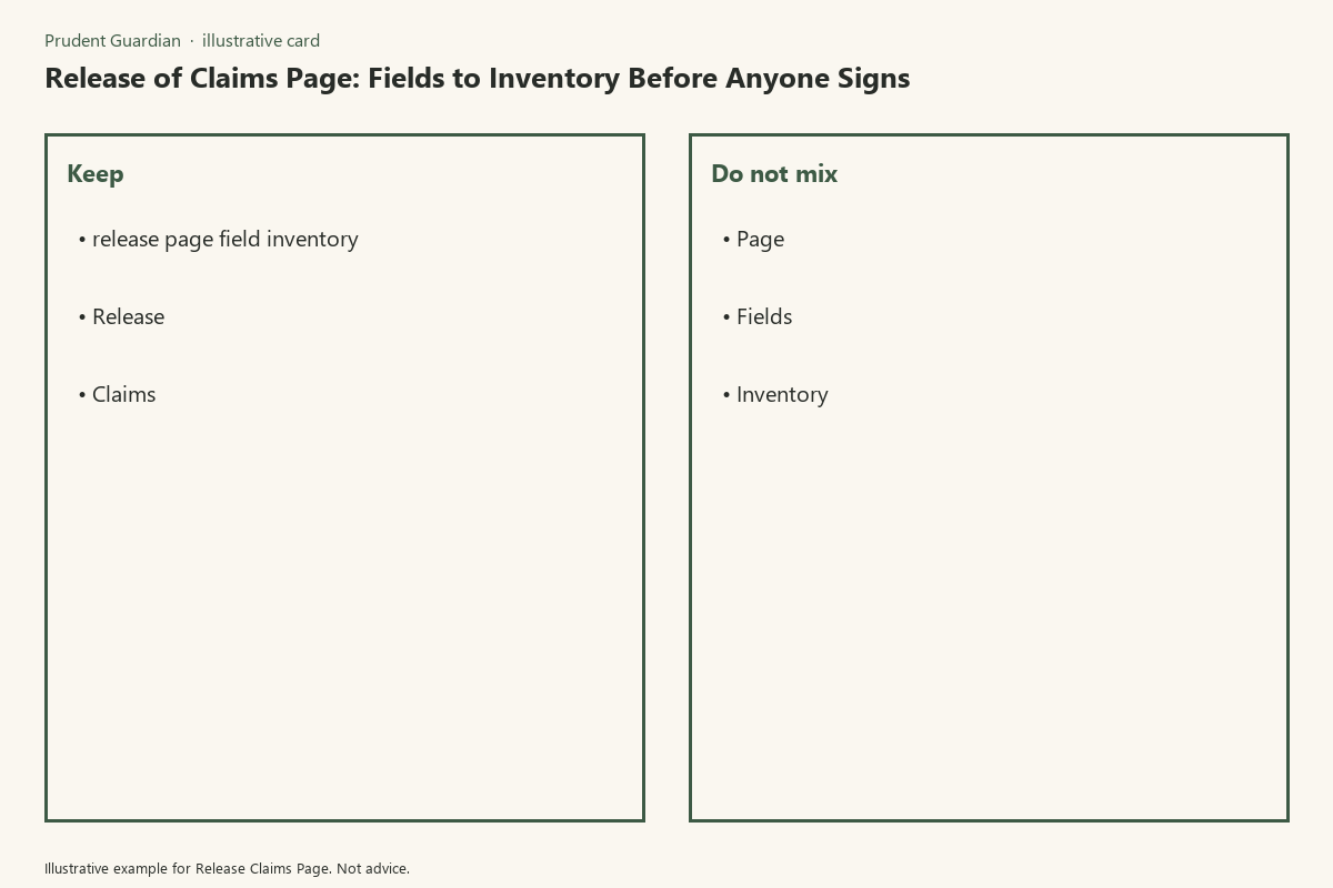 Diagram of release-of-claims page fields