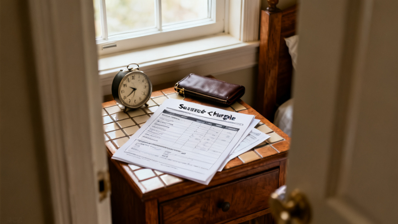 surrender-charge schedule waiting on a refrigerator-side magnet board