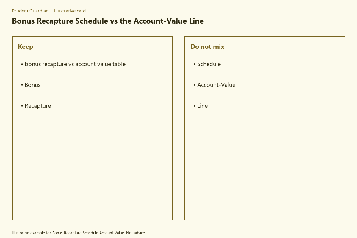 Diagram of bonus recapture schedule fields