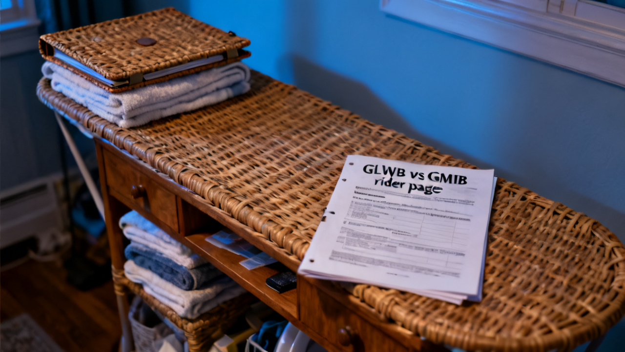 GLWB vs GMIB rider pages waiting on a basement shelf