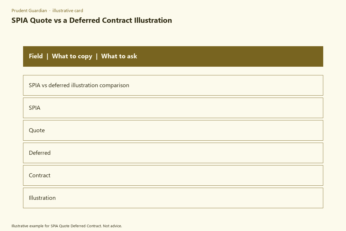 Illustrative field card for SPIA Quote Deferred Contract