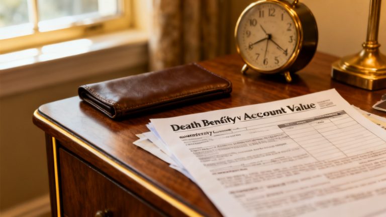 Death Benefit Remaining Account scene at a nightstand