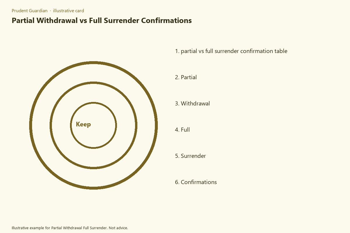 Diagram of partial vs full surrender confirms fields