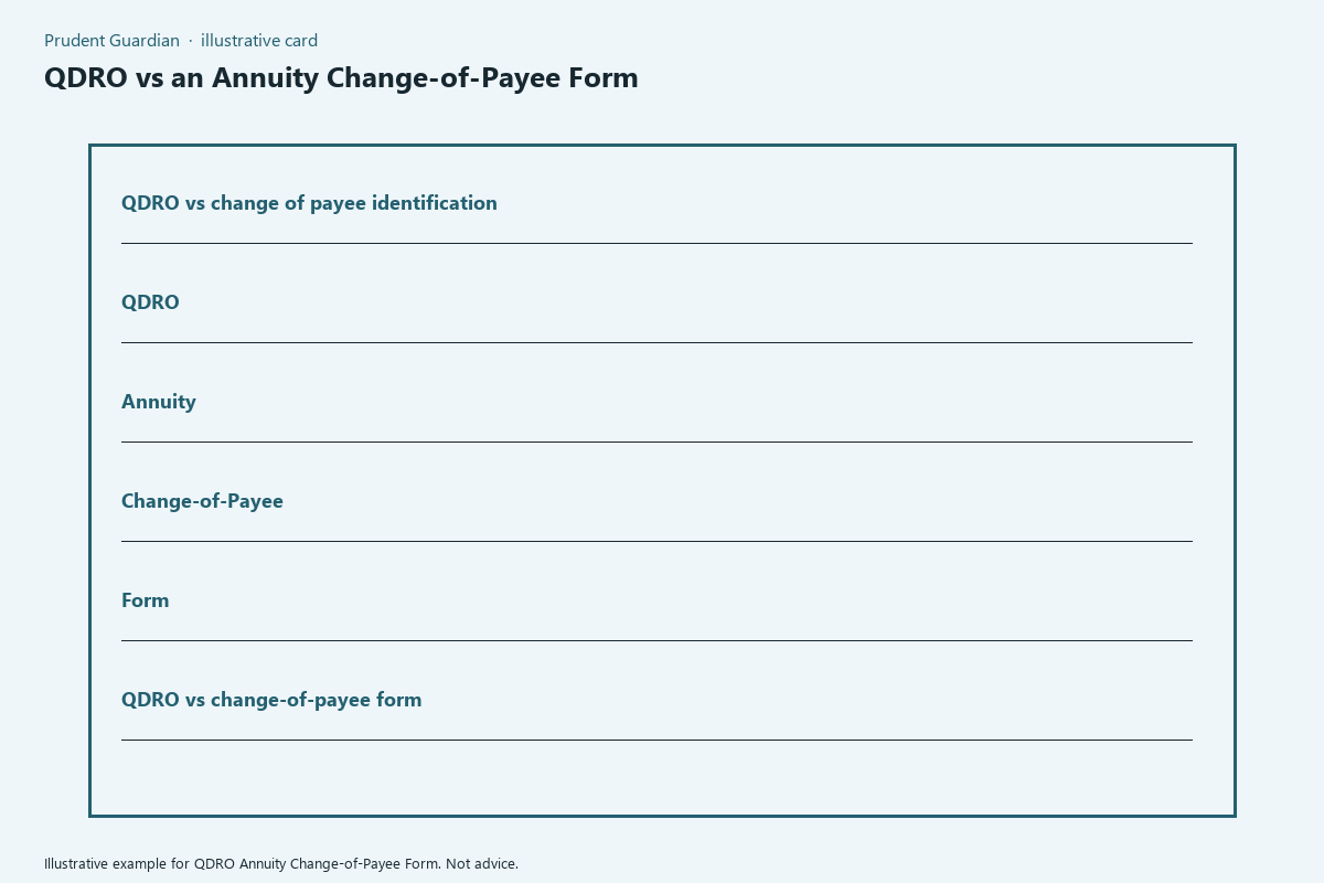 Illustrative field card for QDRO Annuity Change-of-Payee Form