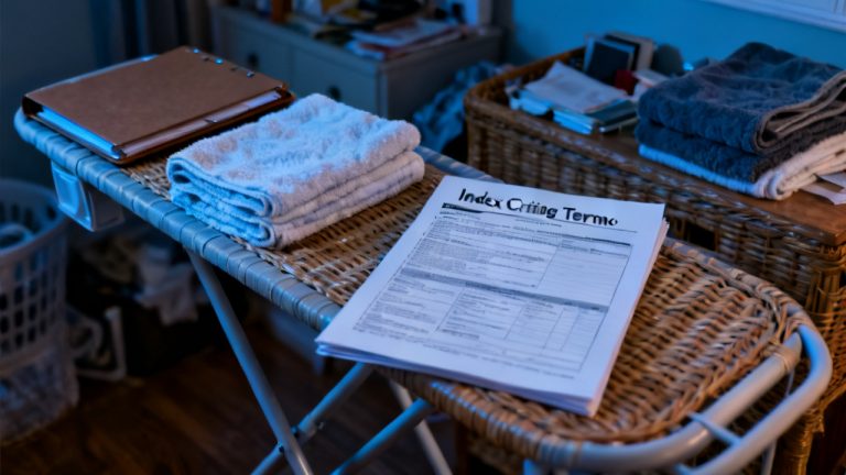 index crediting term page waiting on a patio table